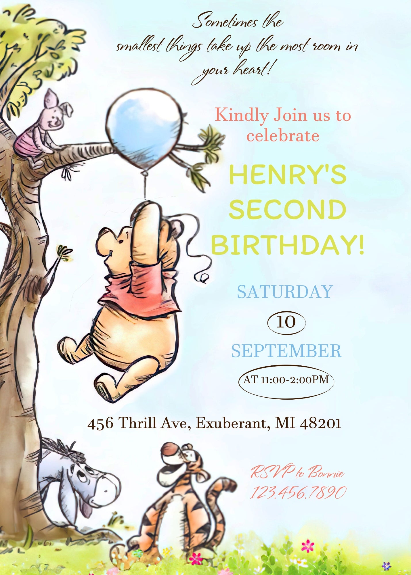 Winnie the Pooh customizable invitation template | Share or Print | MH614