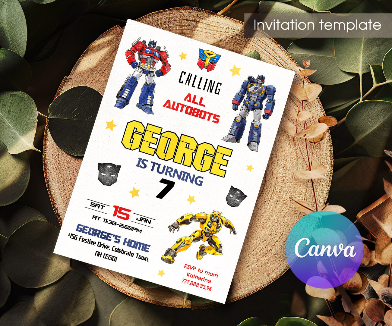 Transformers Rescue Bots customizable invitation template | Share or Print | boy | UH423