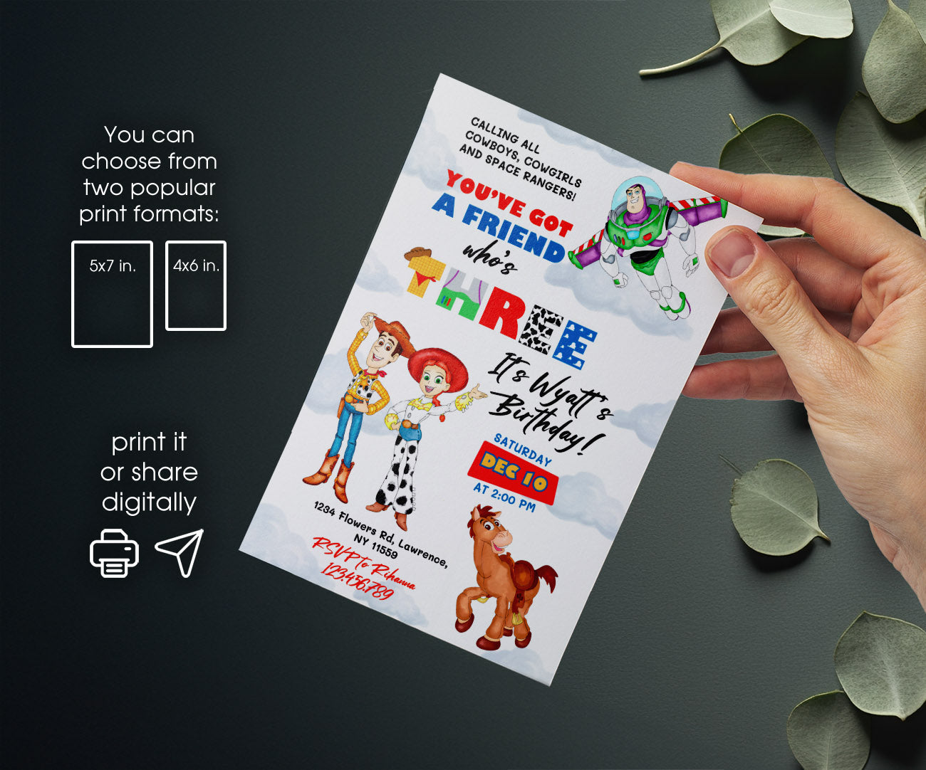 Toy Story Woody customizable invitation template | Share or Print | GJ857