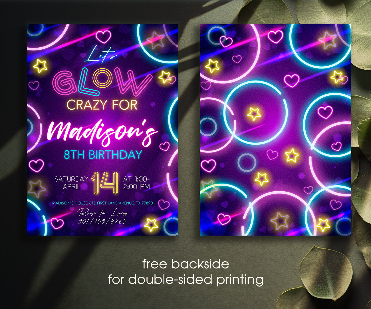 Lets Glow Crazy customizable invitation template | Share or Print | EQ098