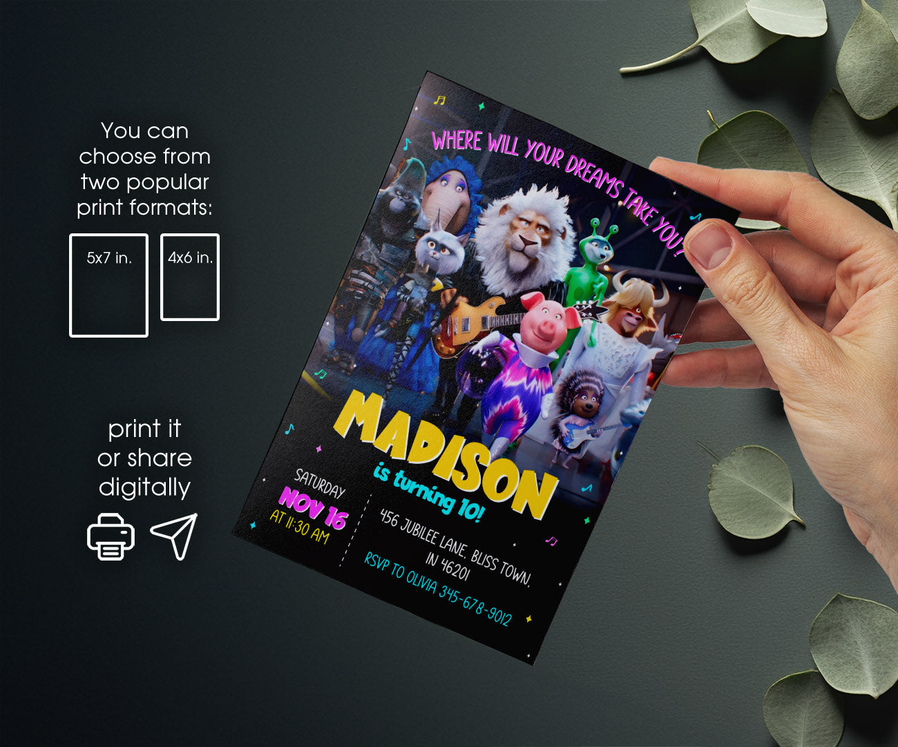 Sing Two Karaoke customizable invitation template | Share or Print | OM494