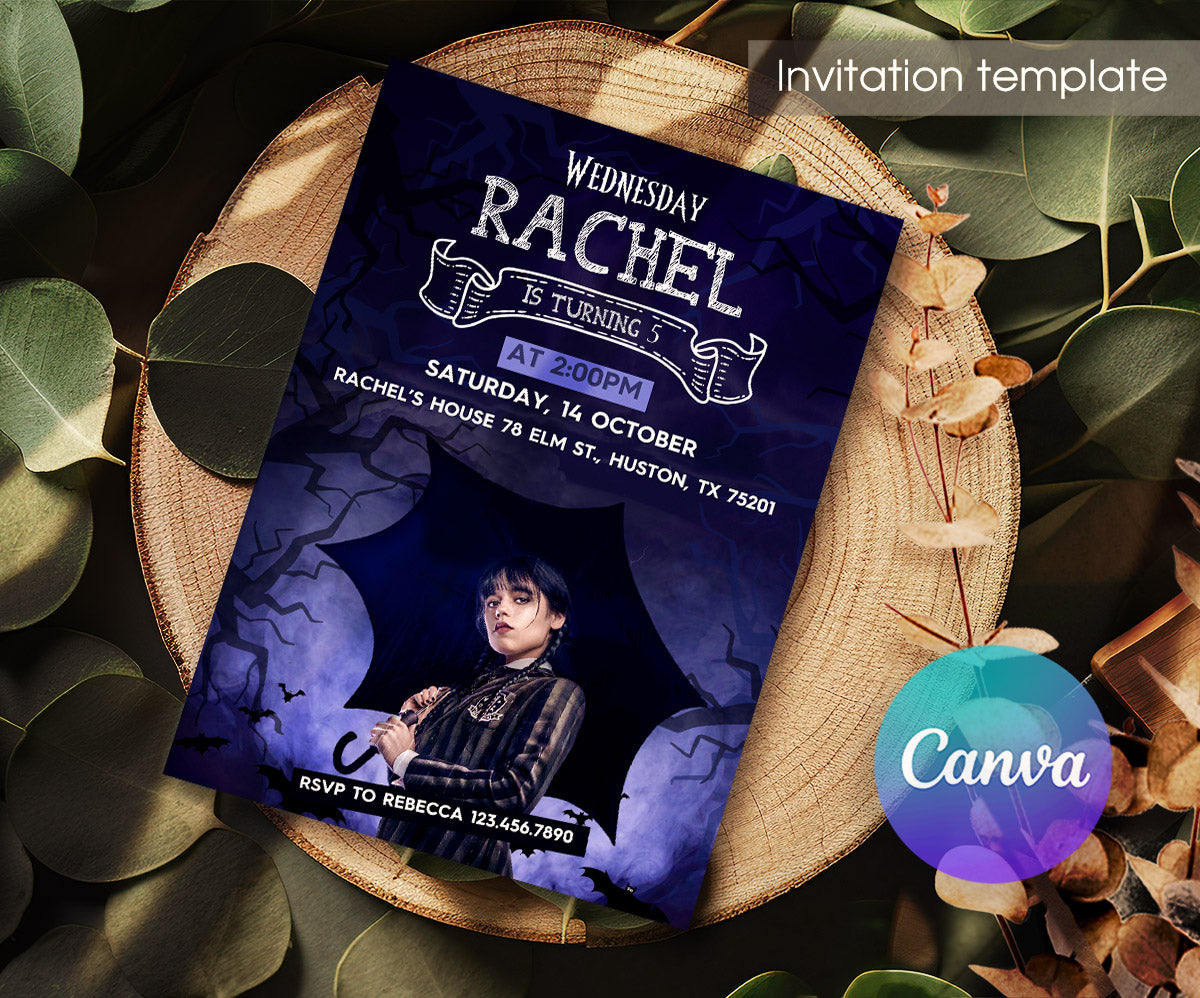 Wednesday Addams customizable invitation template | Share or Print | girl | BA941