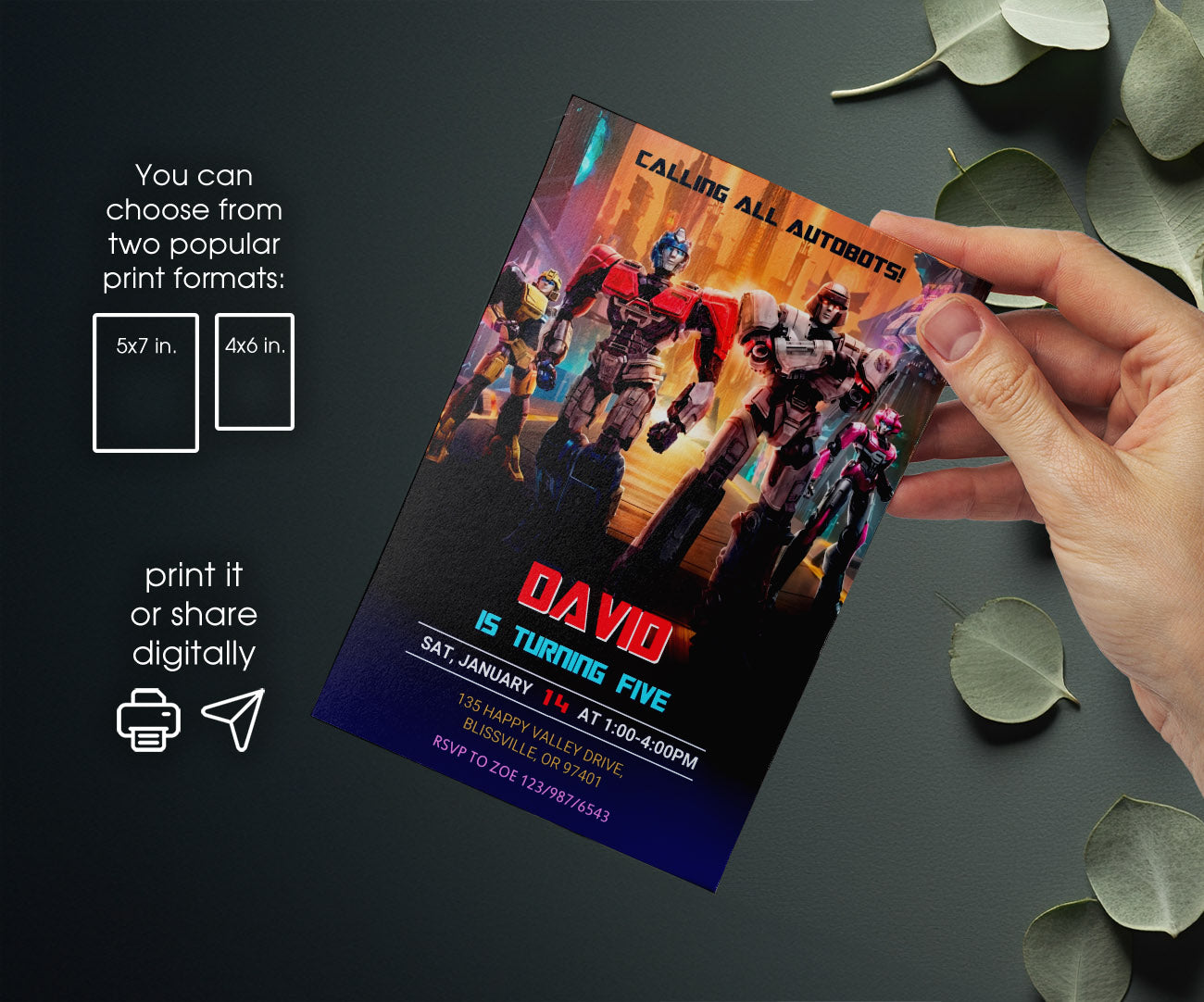 Transformers One Rescue Bots customizable invitation template | Share or Print | boy | SY631
