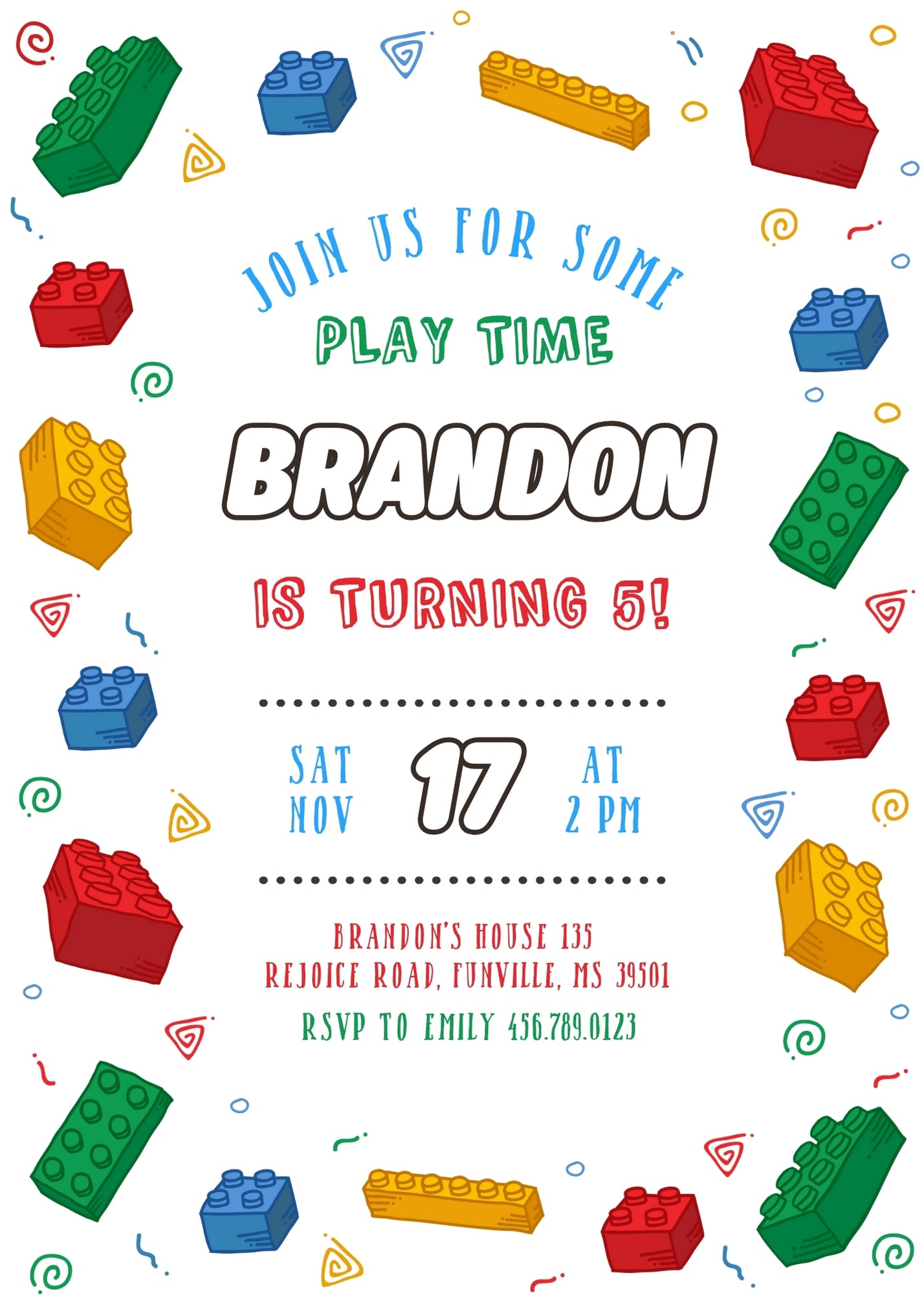 Lego customizable invitation template | Share or Print | NJ927