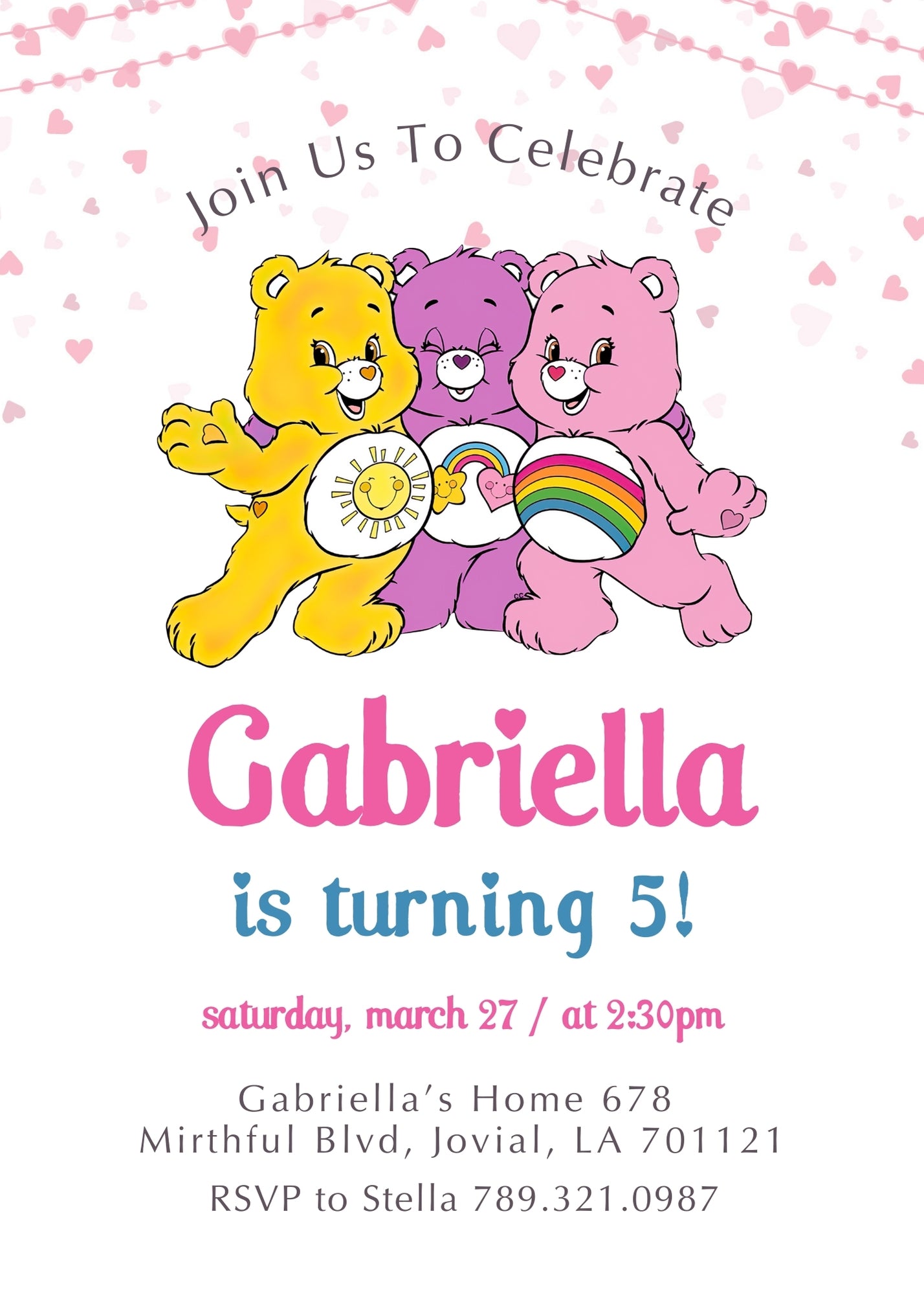 Care Bears customizable invitation template | Share or Print | US832