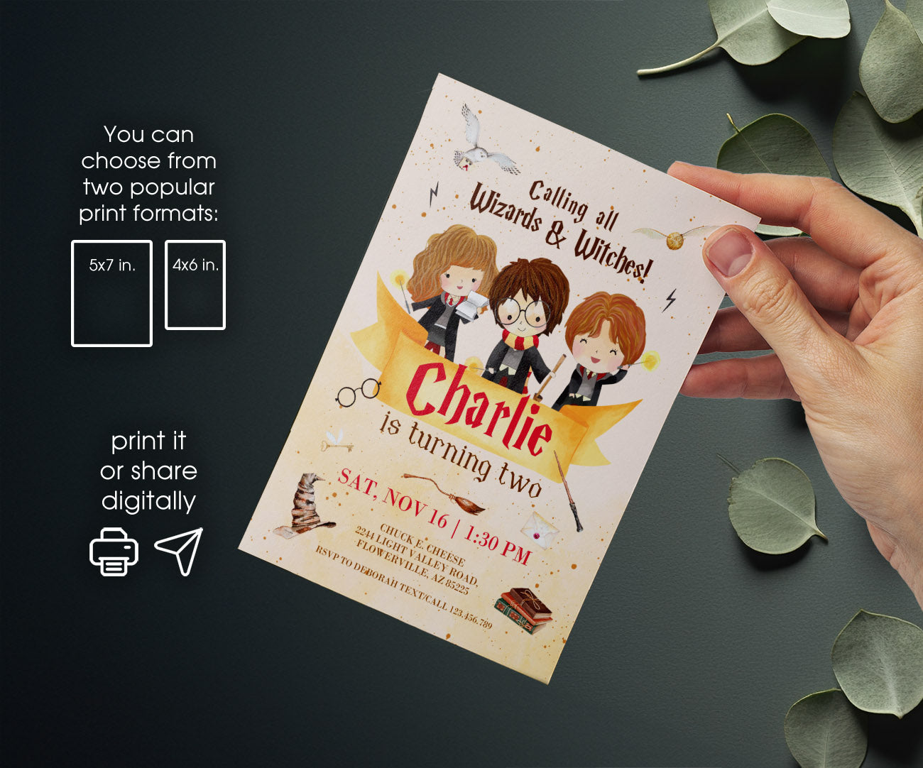Harry Potter customizable invitation template | Share or Print | JX472