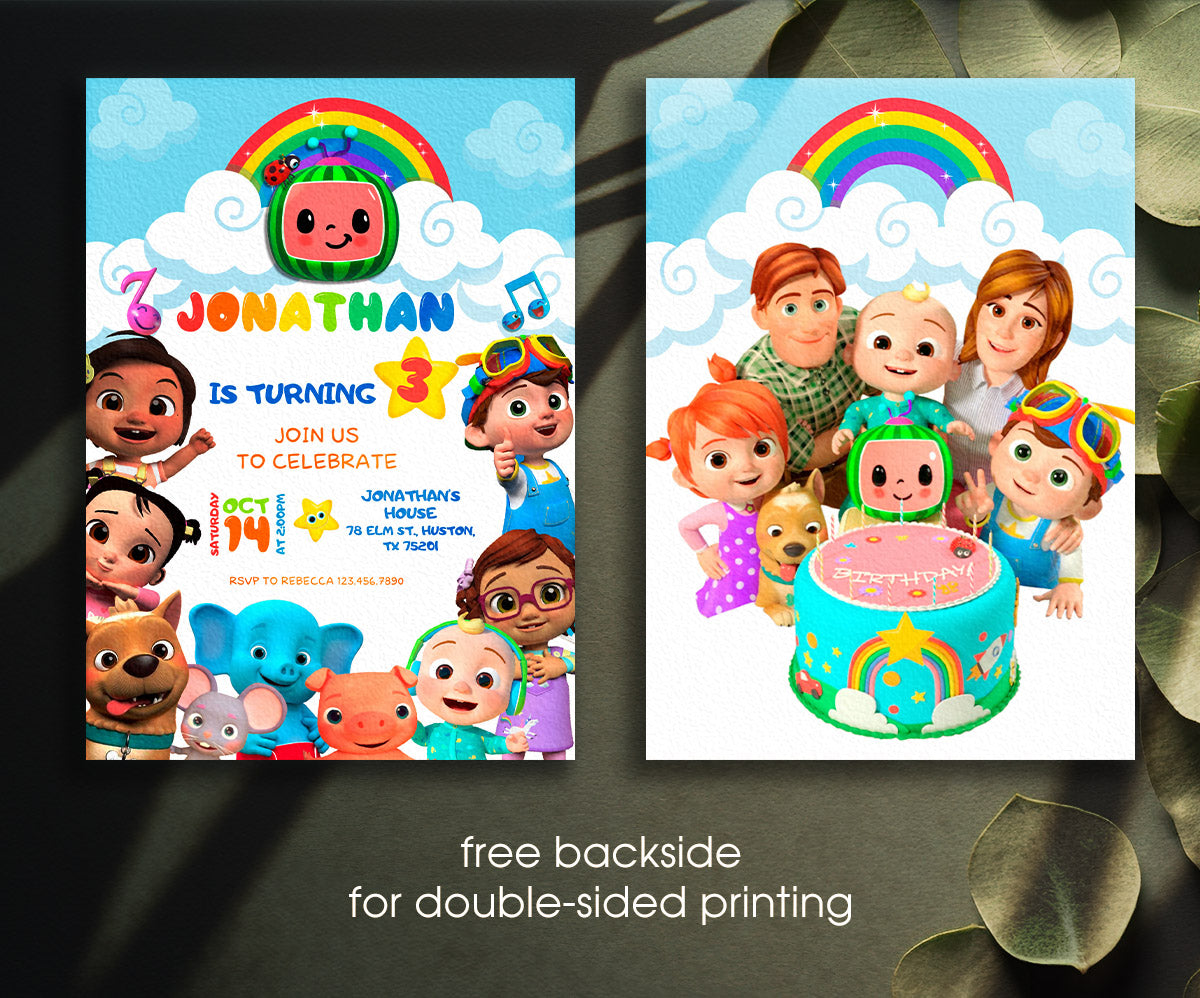 Cocomelon customizable invitation template | Share or Print | JQ740