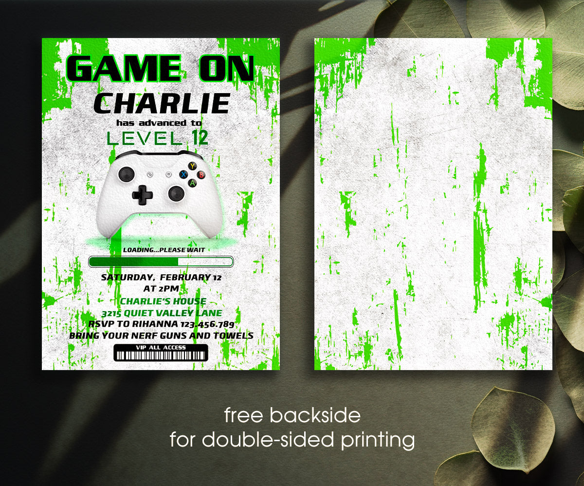 Gamer Party customizable invitation template | Share or Print | boy | TE542