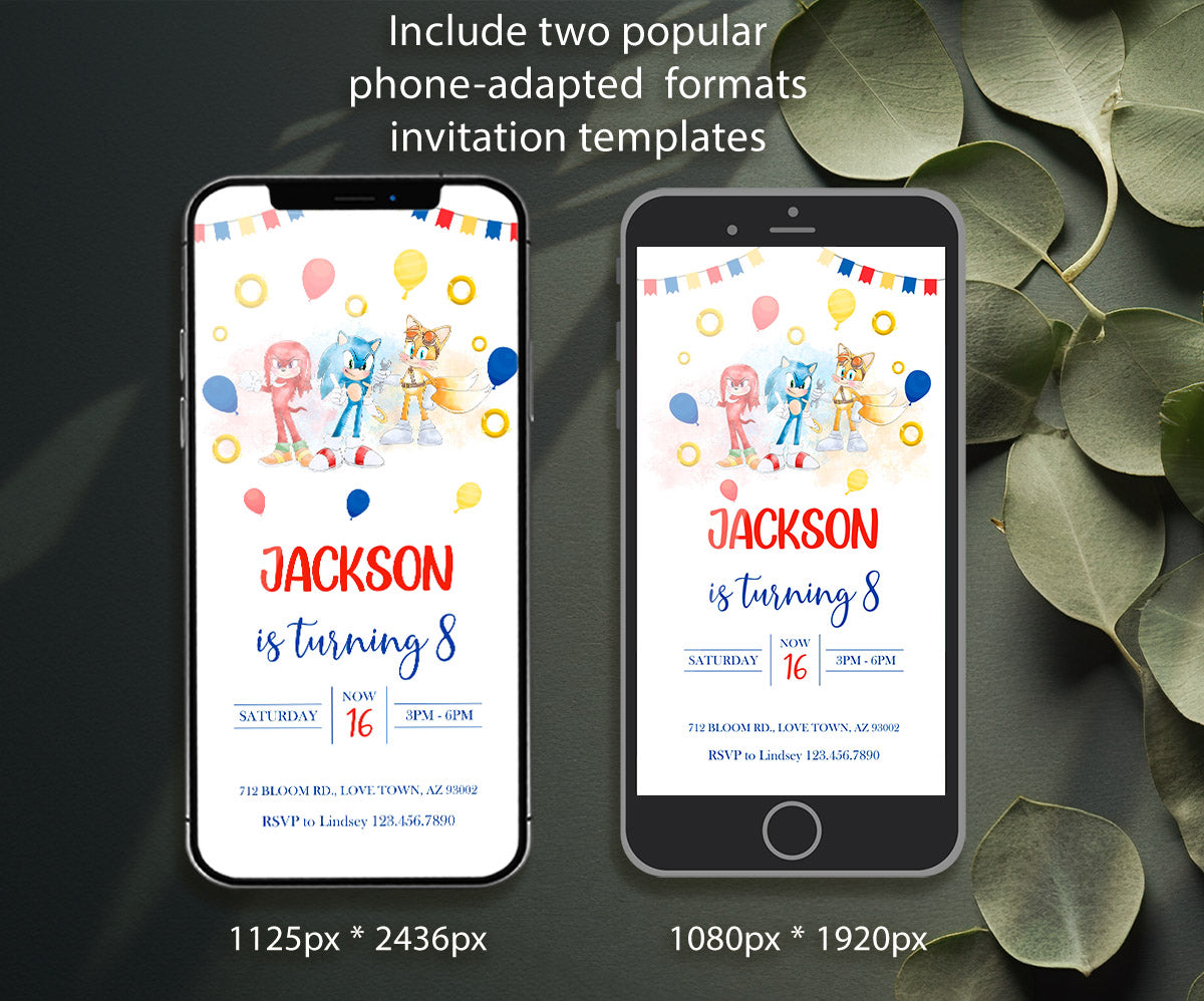 Sonic the Hedgehog customizable invitation template | Share or Print | WC711