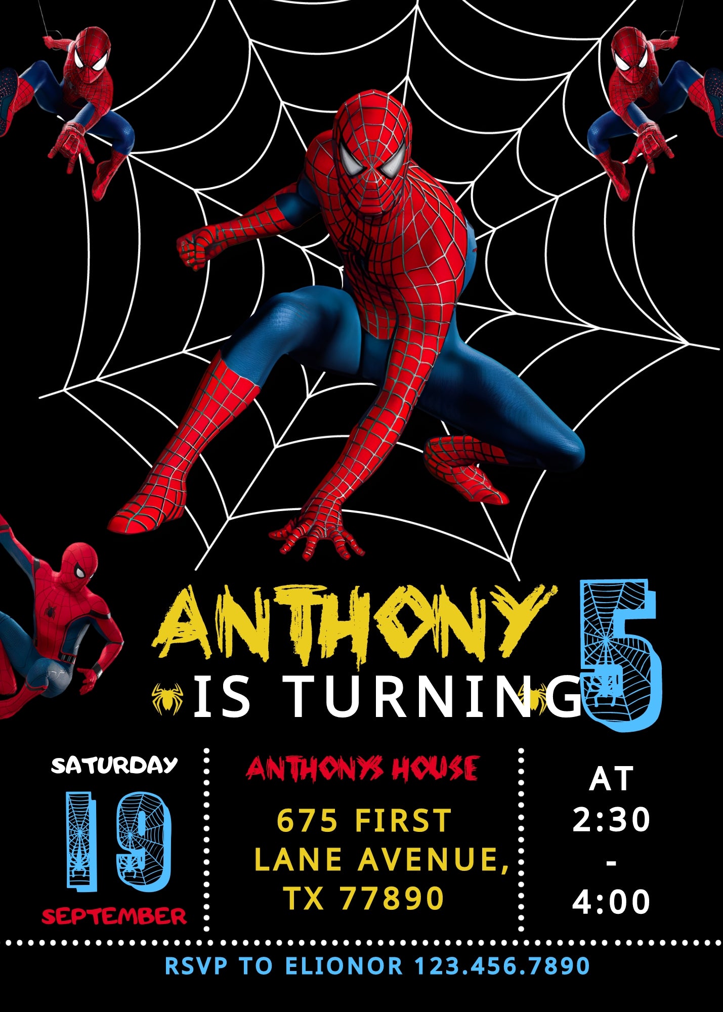 Spiderman Marvel Superhero customizable invitation template | Share or Print | boy | AK679