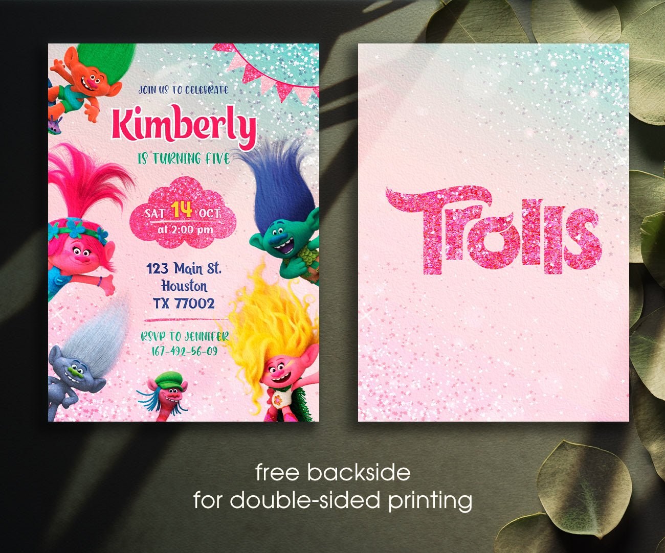 Trolls Poppy customizable invitation template | Share or Print | HJ815