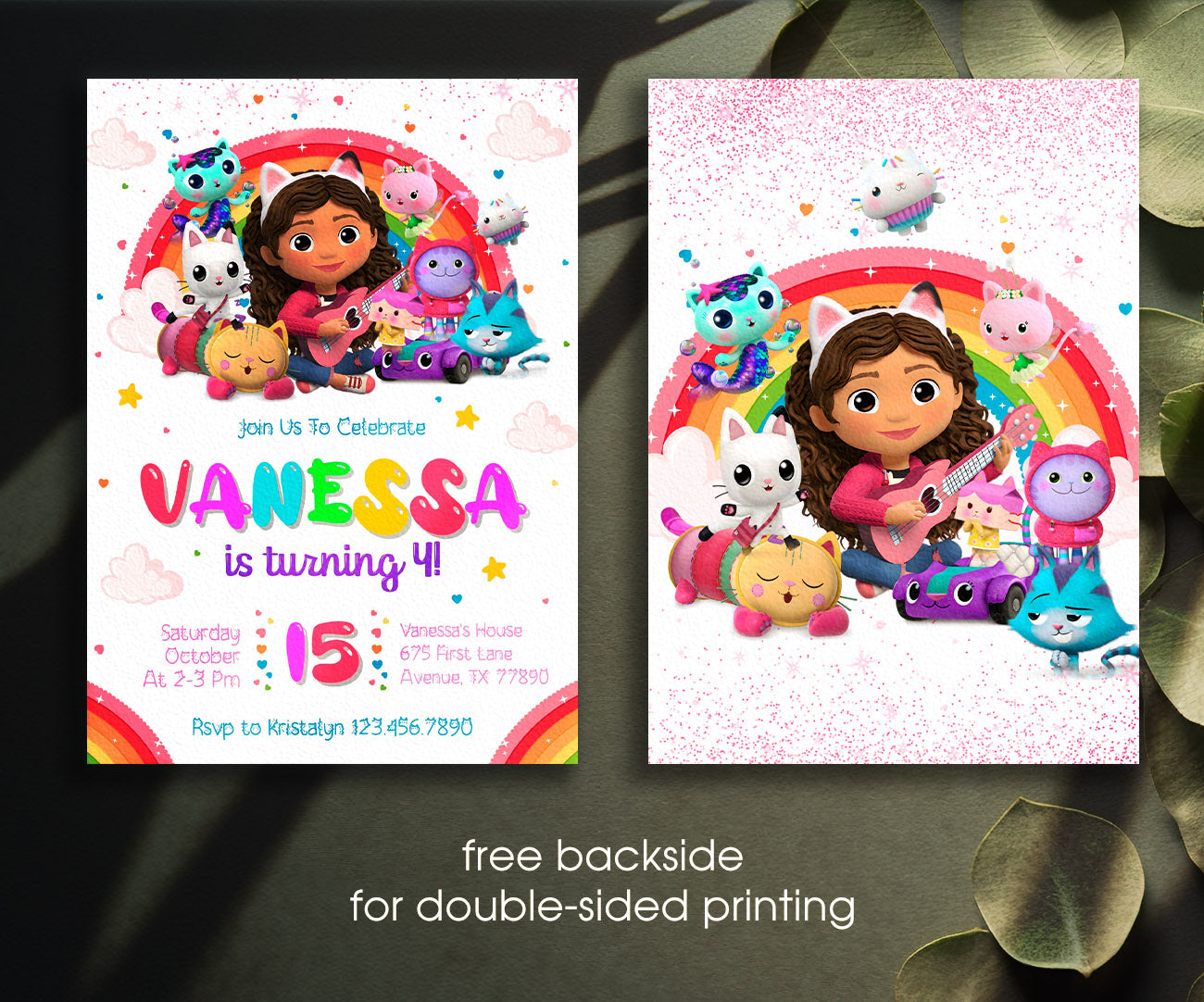 Gabby's Dollhouse Kitten customizable invitation template | Share or Print | girl | NM744