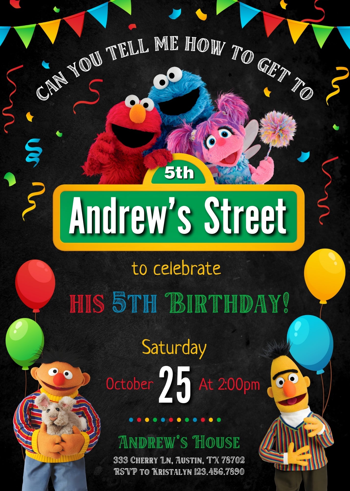 Sesame Street customizable invitation template | Share or Print | IA535