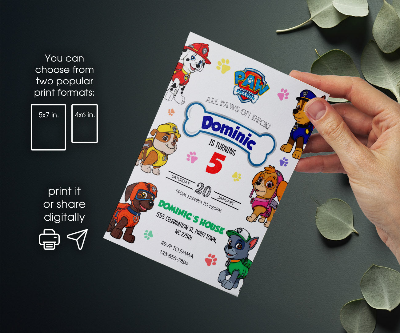 PAW Patrol customizable invitation template | Share or Print | JK943