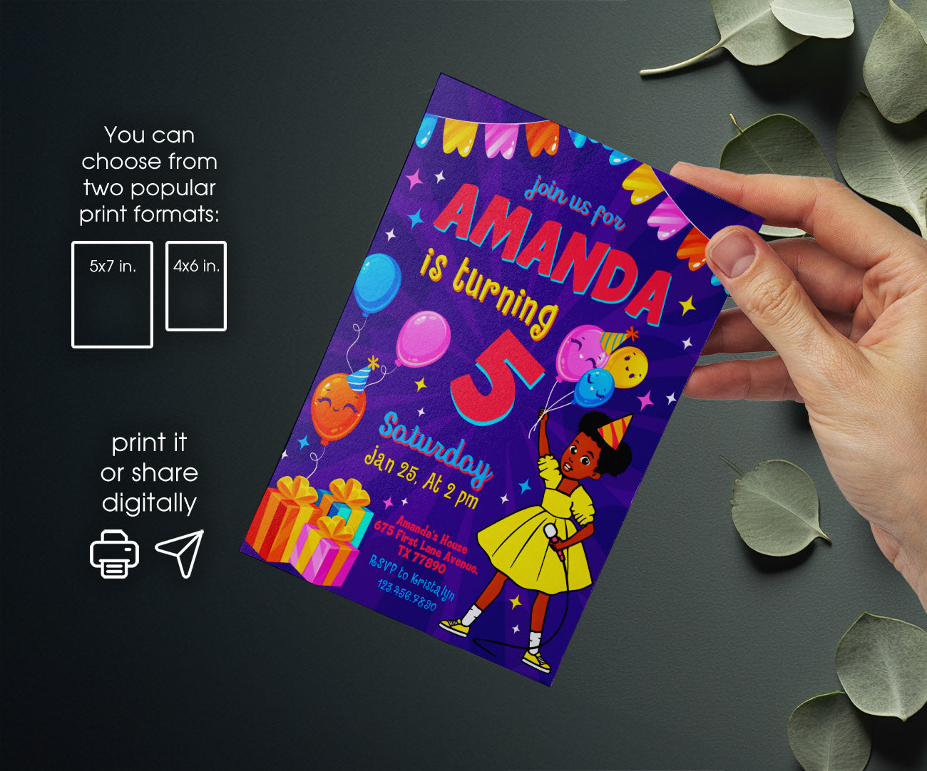Gracie's Corner Music customizable invitation template | Share or Print | girl | EJ347