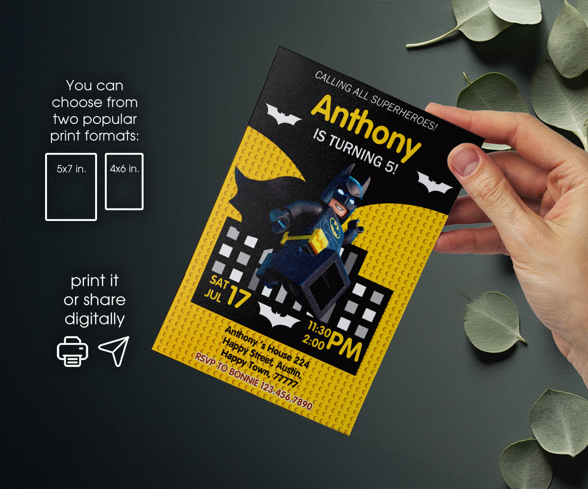 Lego Minifigures customizable invitation template | Share or Print | SN821