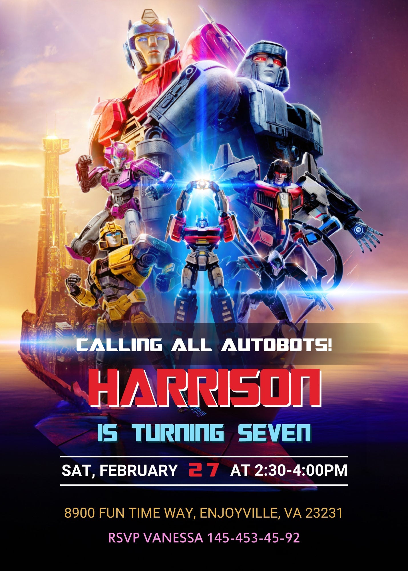 Transformers One Rescue Bots customizable invitation template | Share or Print | boy | EA714