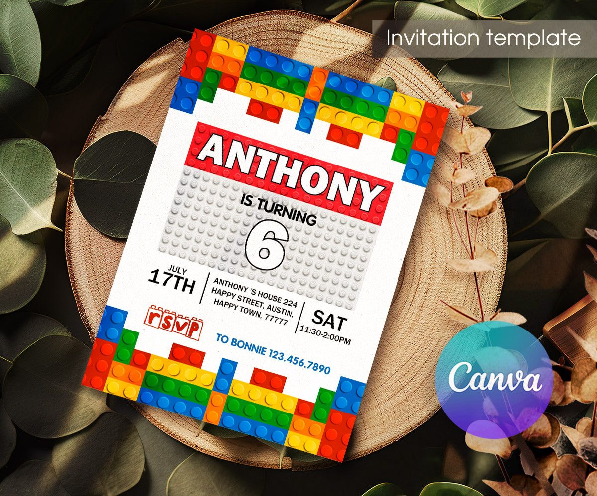 Lego customizable invitation template | Share or Print | CQ153