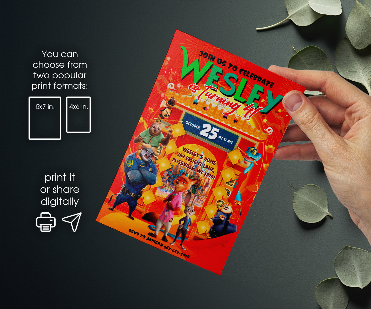Zootopia 2 customizable invitation template | Share or Print | WF500