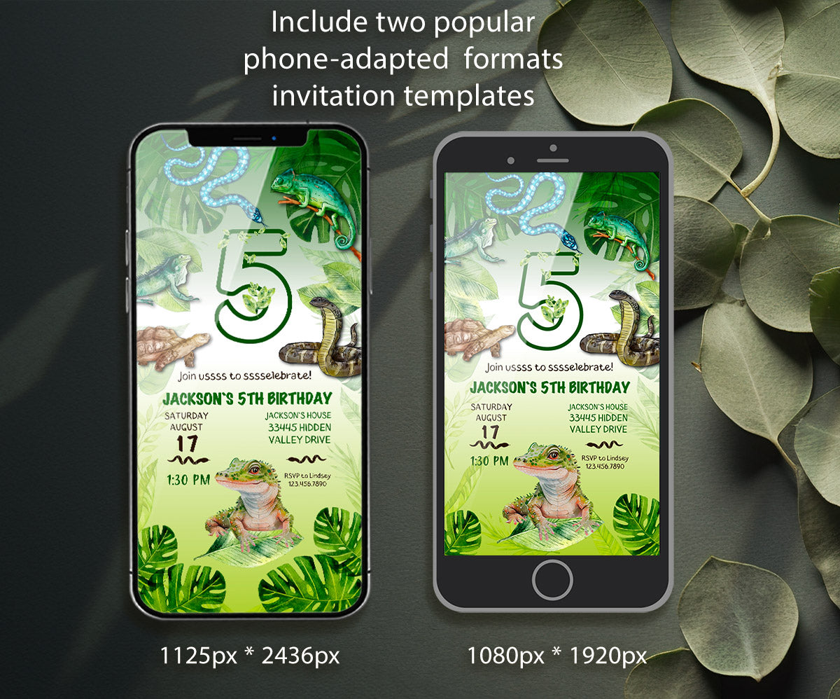 Reptile Lizard Snake customizable invitation template | Share or Print | PC814