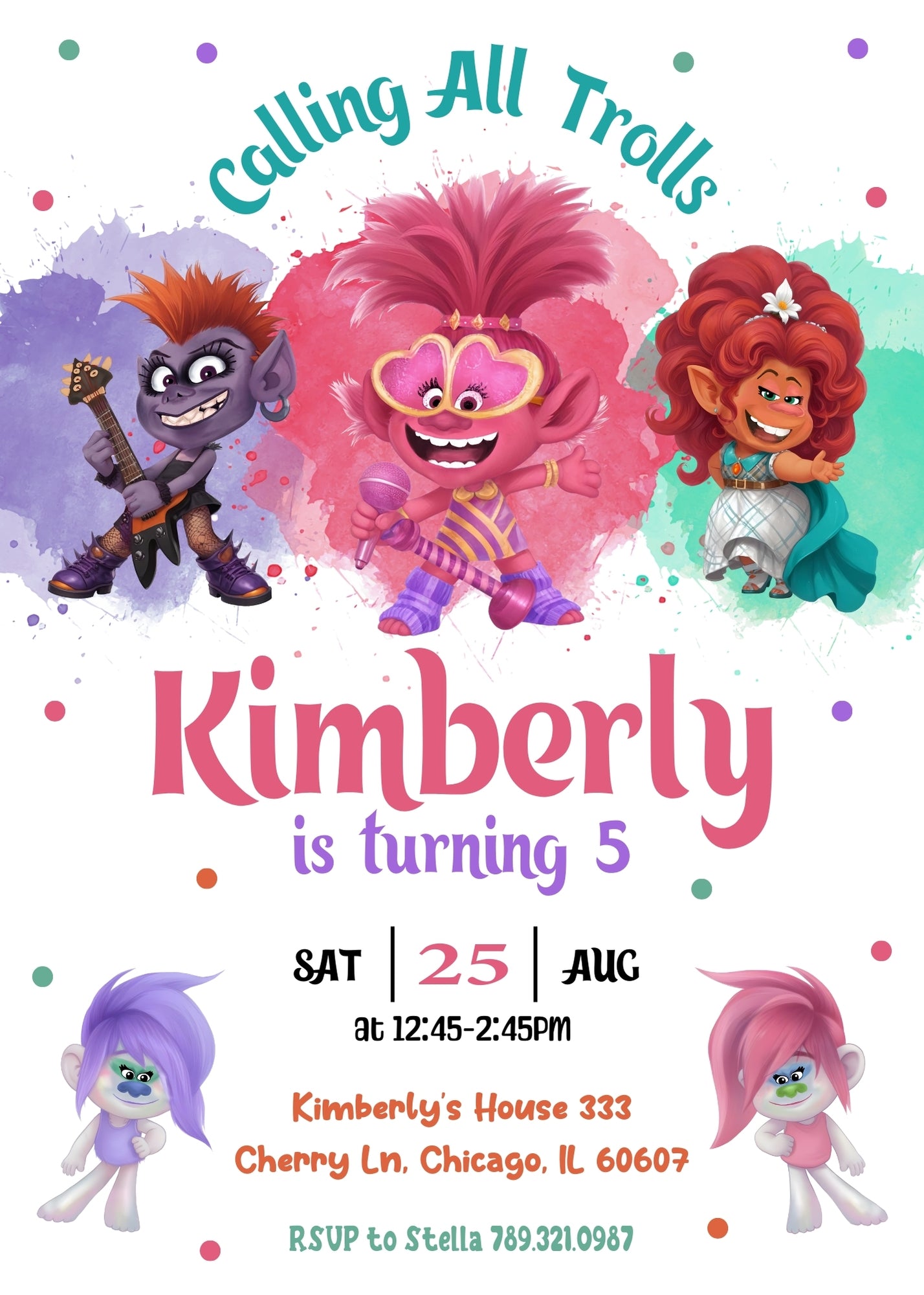 Trolls Poppy customizable invitation template | Share or Print | JU004