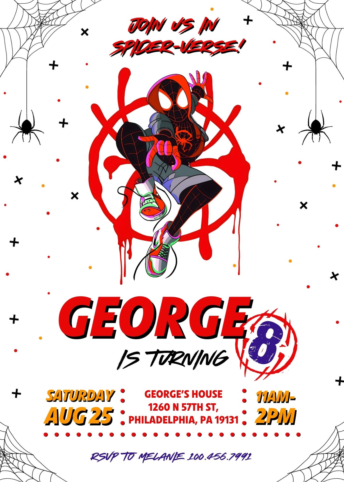 Spider Man Across the Spider-Verse customizable invitation template | Share or Print | boy | YV940