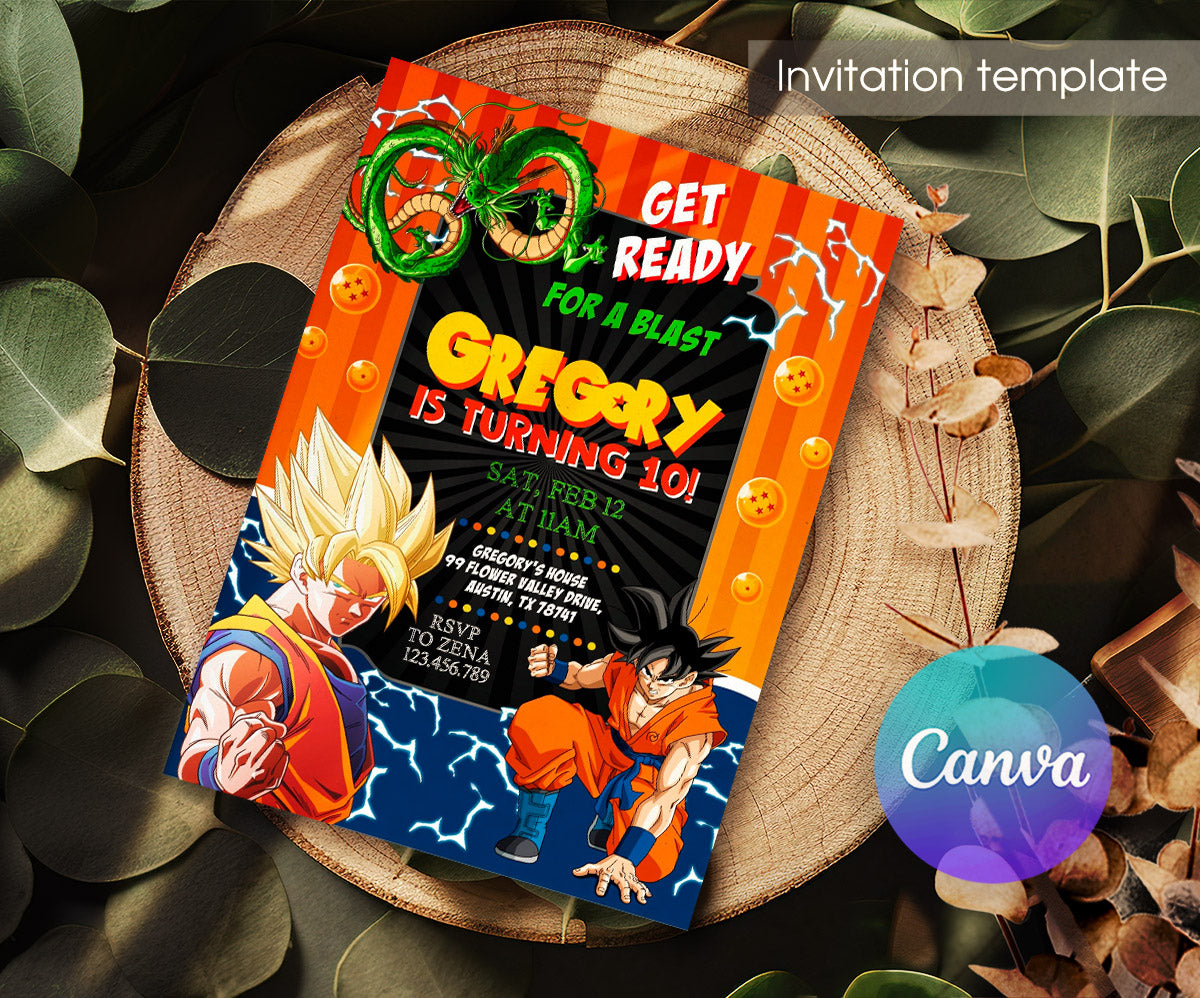 Dragon Ball Z Anime customizable invitation template | Share or Print | boy | OJ121