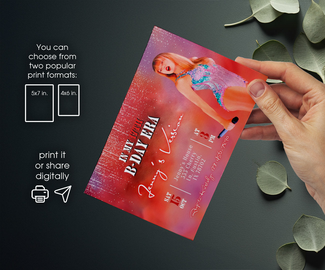 Taylor Swift Eras Tour customizable invitation template | Share or Print | girl | TC524