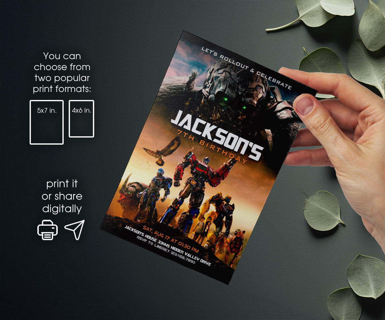 Transformers Rescue Bots customizable invitation template | Share or Print | boy | LM327