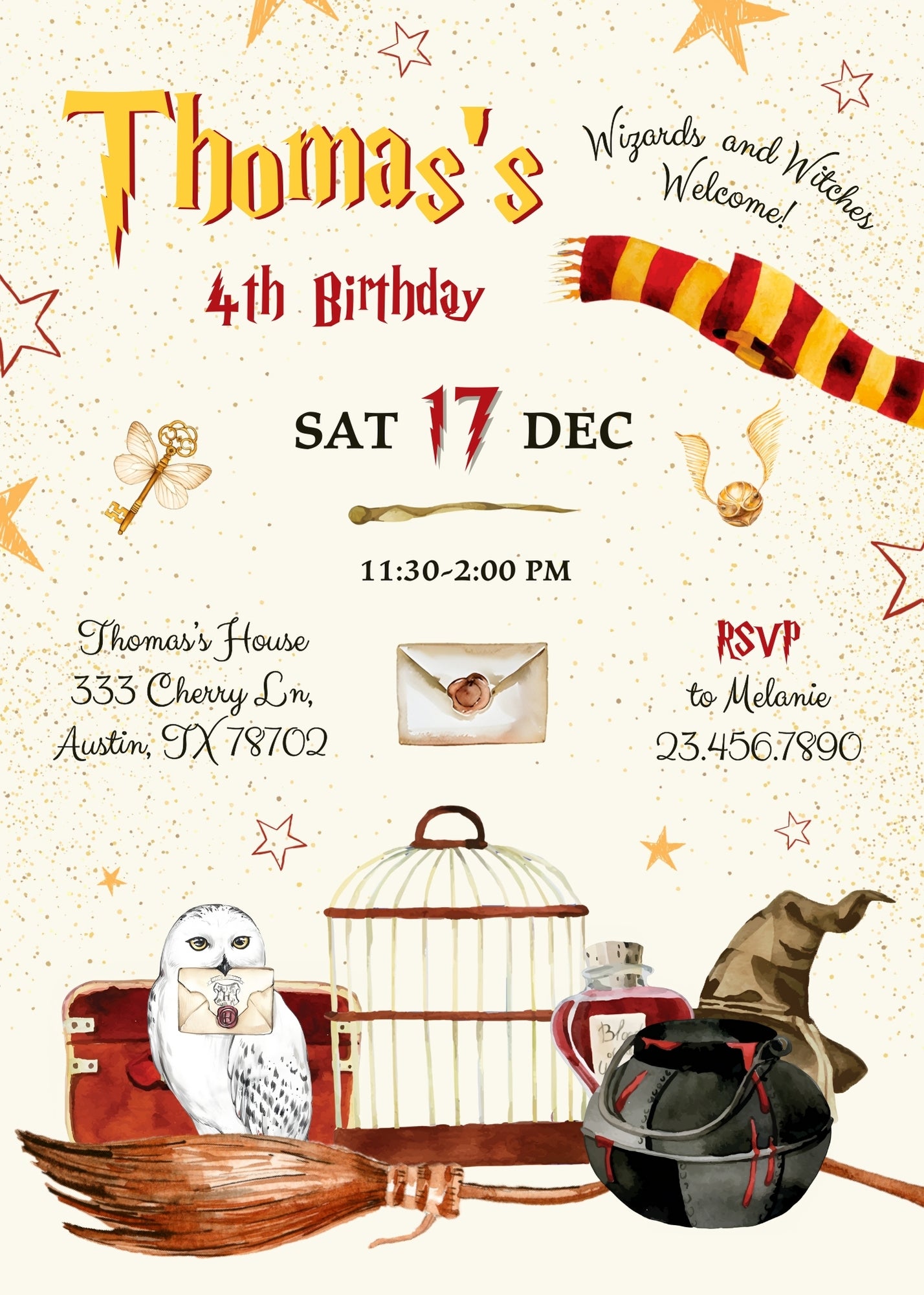 Harry Potter customizable invitation template | Share or Print | DR093