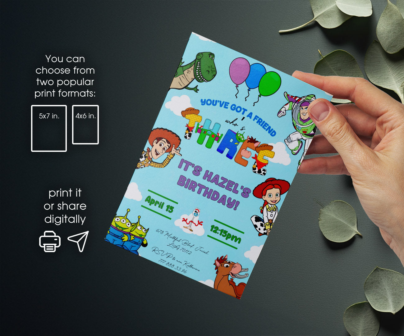 Toy Story Woody customizable invitation template | Share or Print | NI462