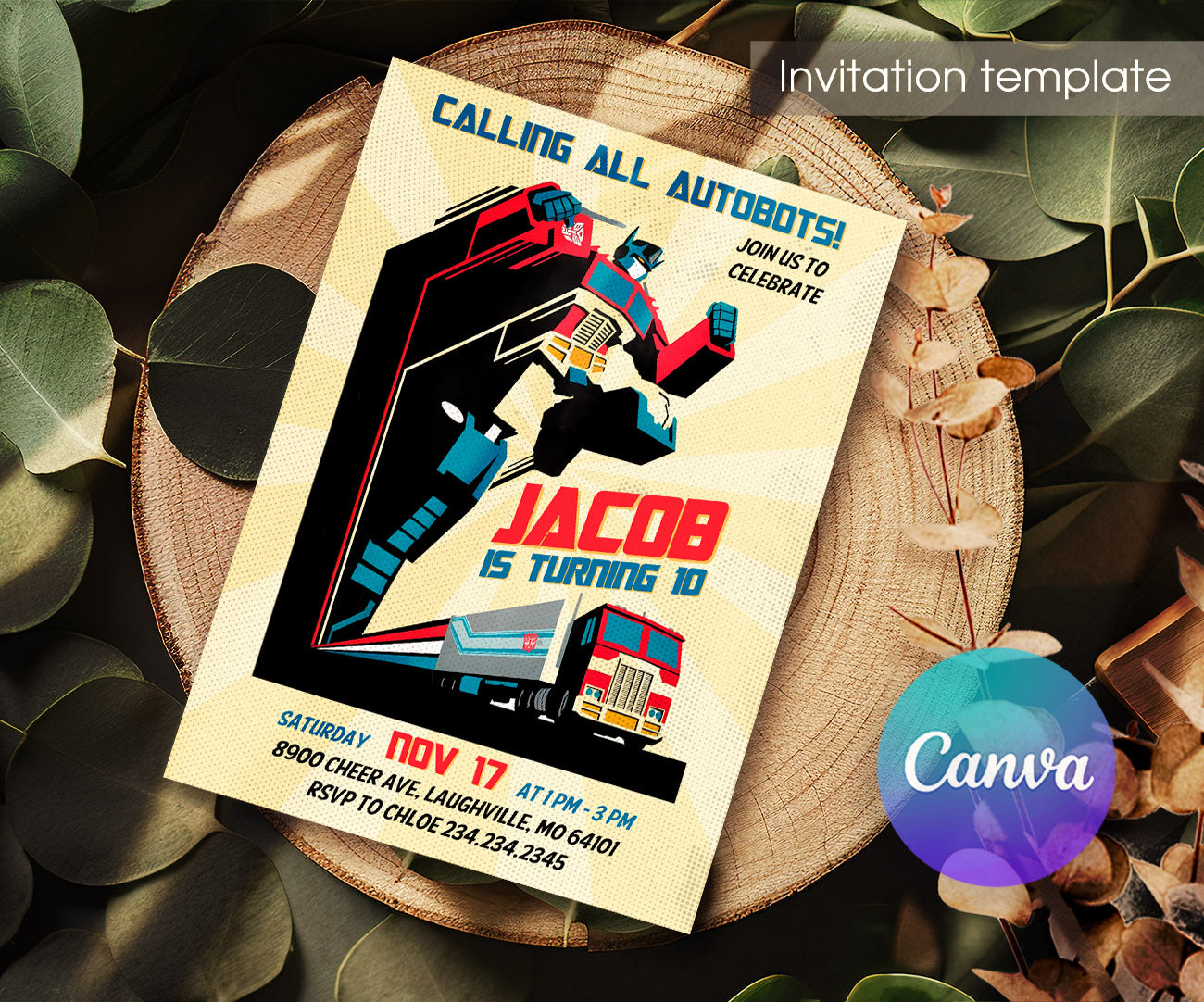Transformers Rescue Bots customizable invitation template | Share or Print | boy | EJ610