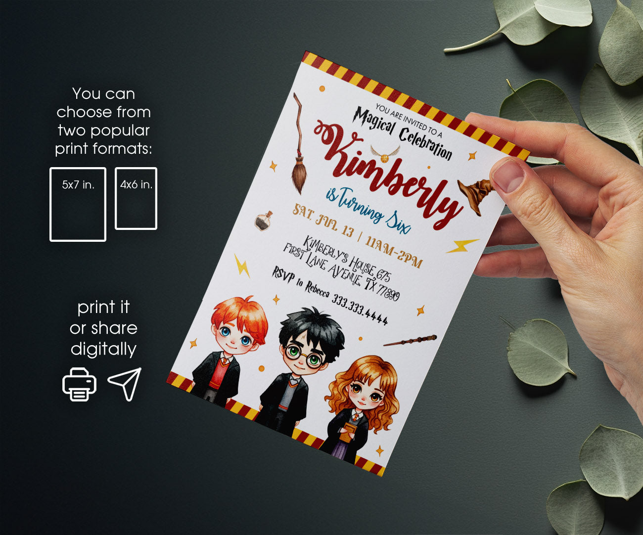 Harry Potter customizable invitation template | Share or Print | NV560