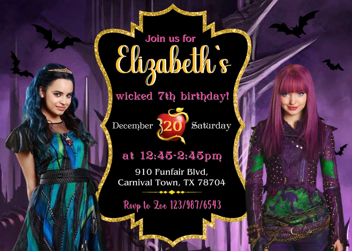 Descendants Disney customizable invitation template | Share or Print | RH236