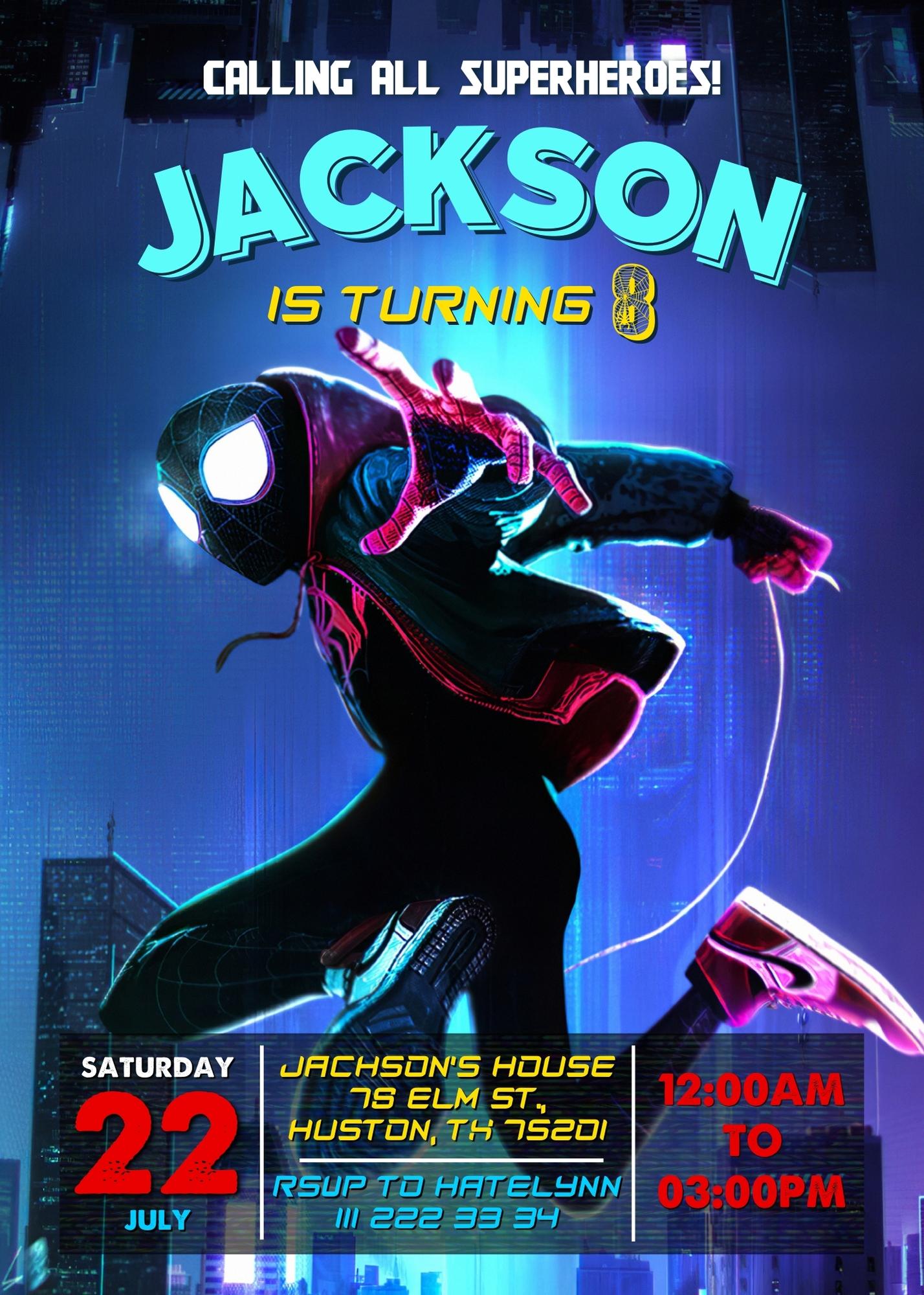 Spider Man Across the Spider-Verse customizable invitation template | Share or Print | boy | VE574