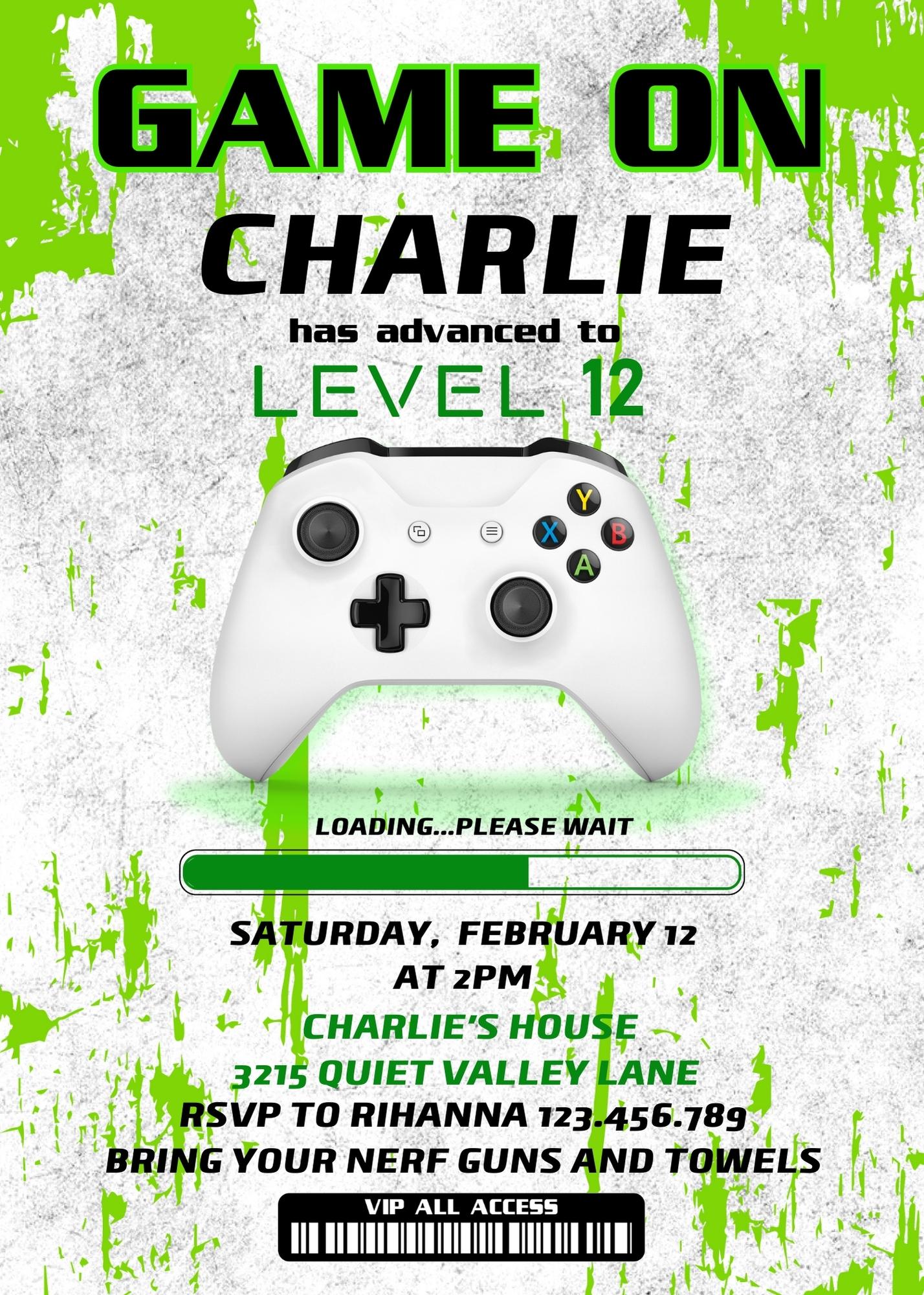 Gamer Party customizable invitation template | Share or Print | boy | TE542