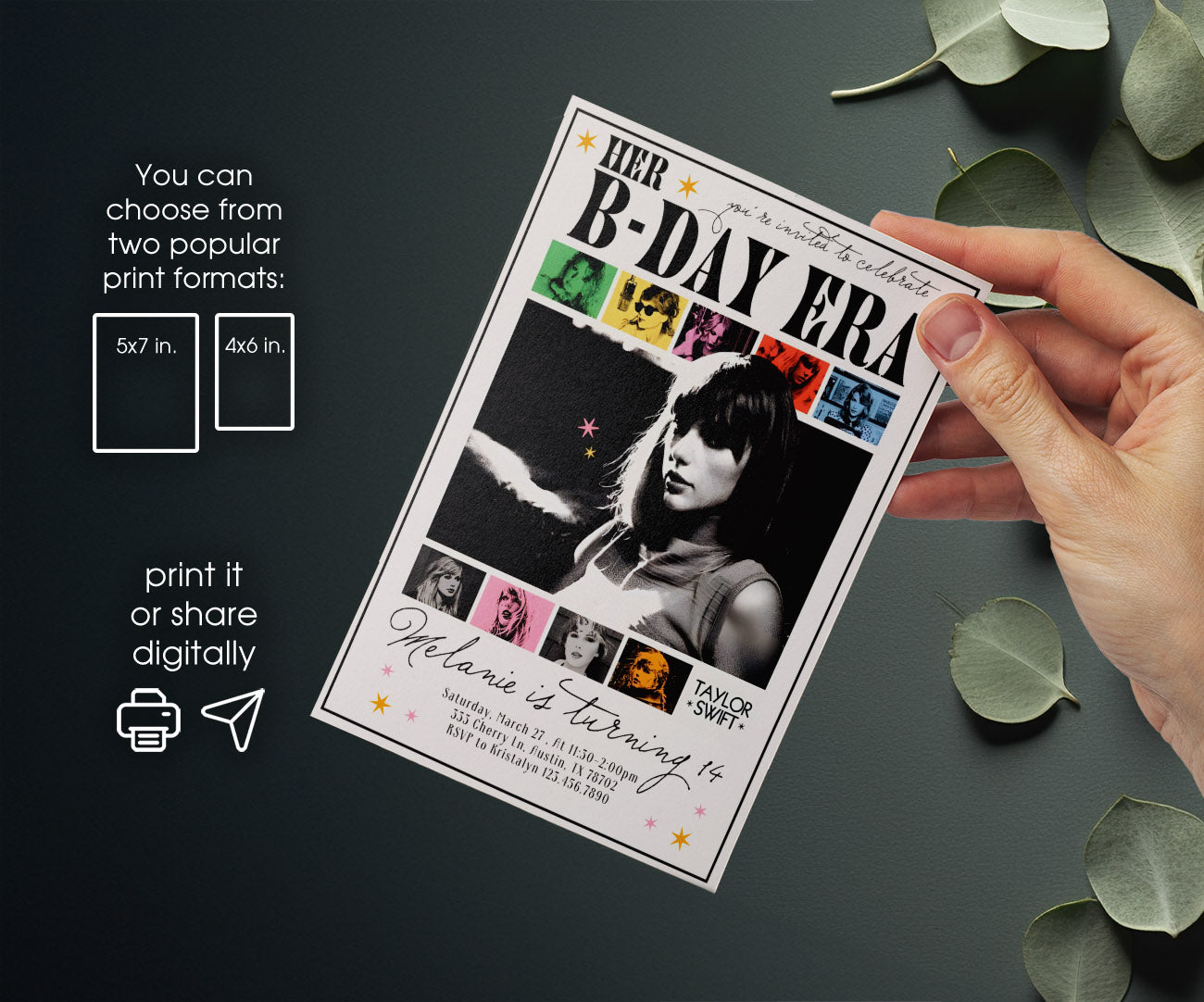 Taylor Swift Eras Tour customizable invitation template | Share or Print | girl | VU111