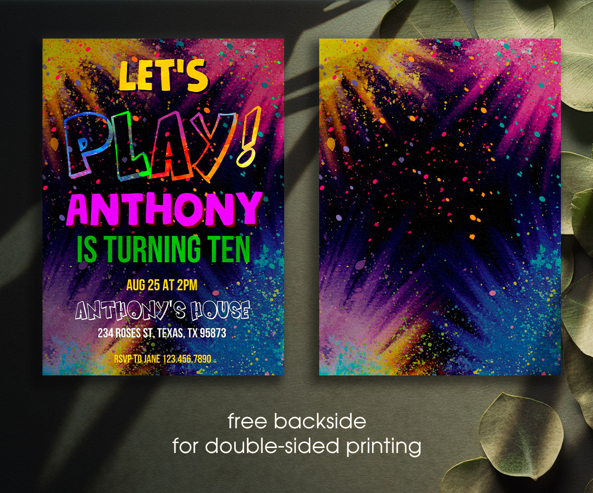 Play Party Gamer customizable invitation template | Share or Print | YC011