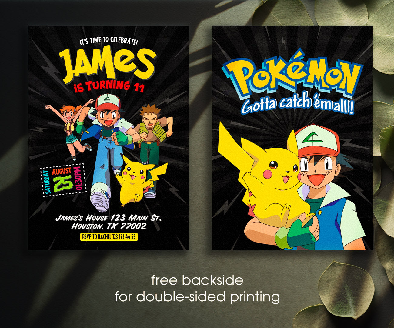 Pokemon Pikachu customizable invitation template | Share or Print | DM929