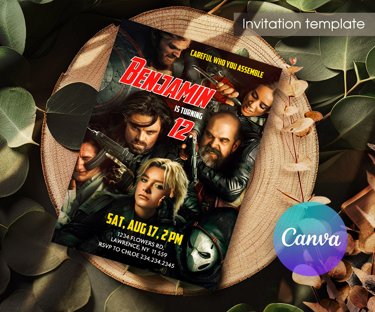 Thunderbolts Marvel Superhero customizable invitation template | Share or Print | GM871