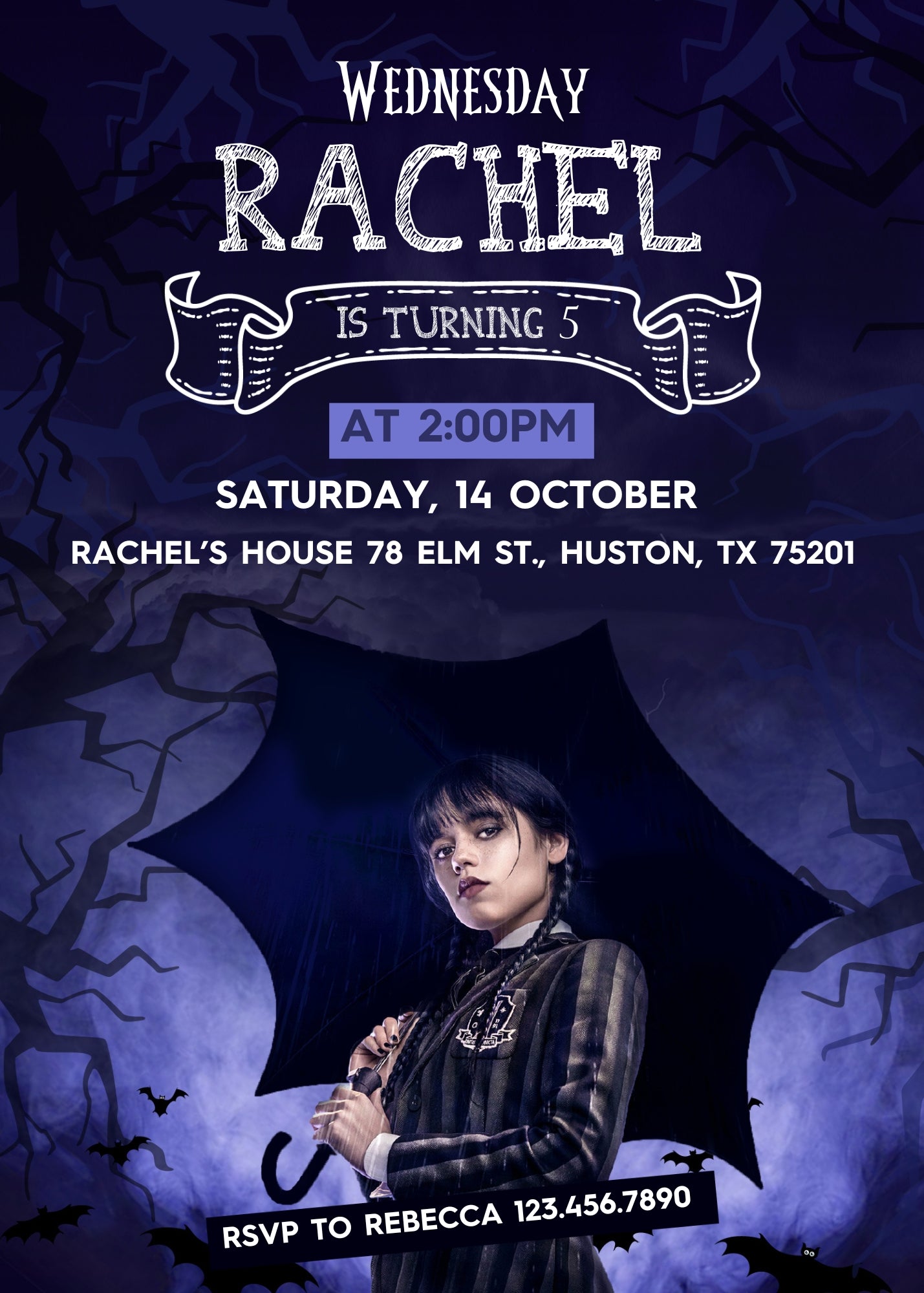 Wednesday Addams customizable invitation template | Share or Print | girl | BA941
