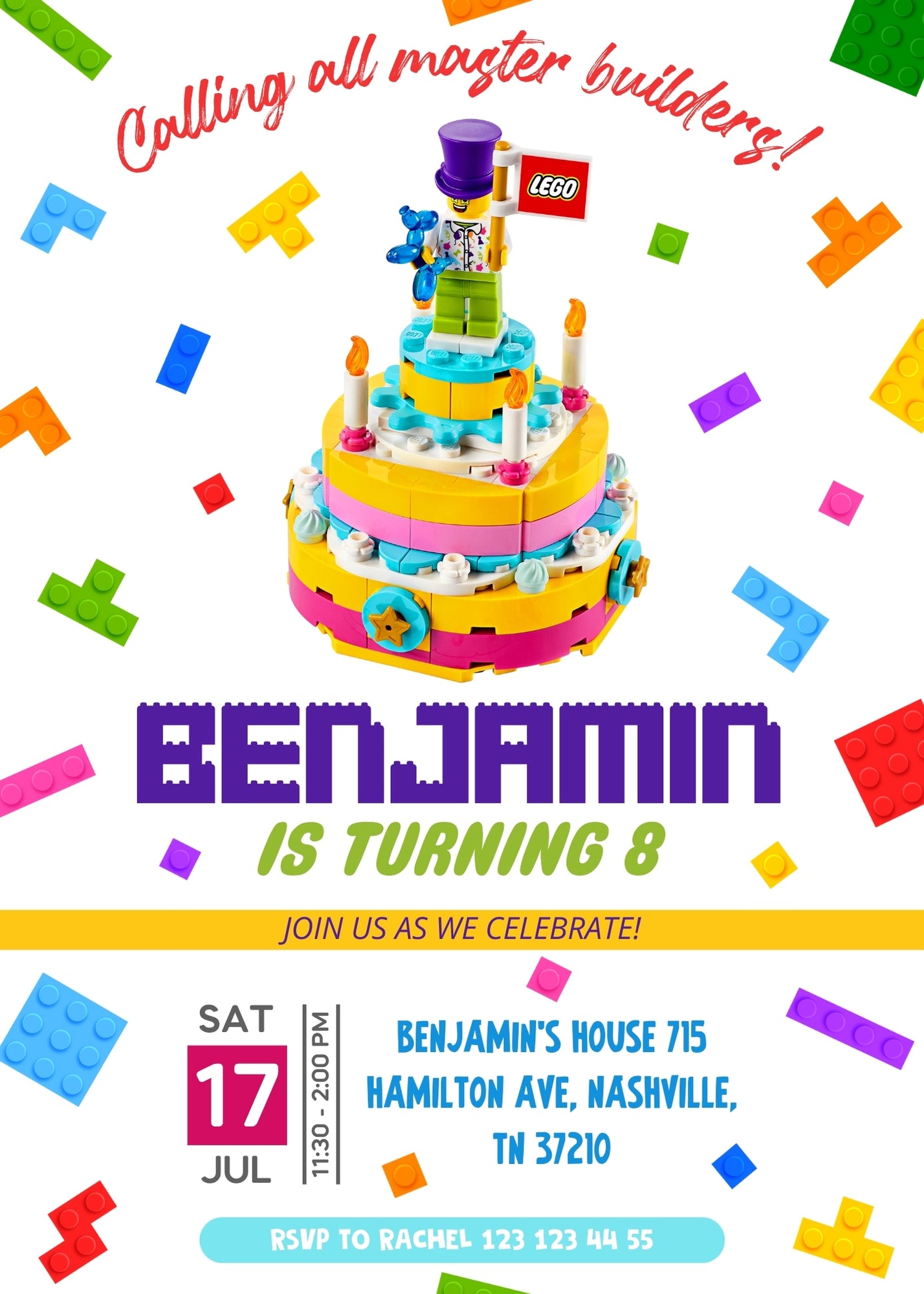 Lego customizable invitation template | Share or Print | UG409
