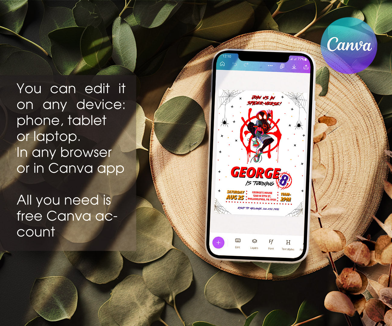 Spider Man Across the Spider-Verse customizable invitation template | Share or Print | boy | YV940
