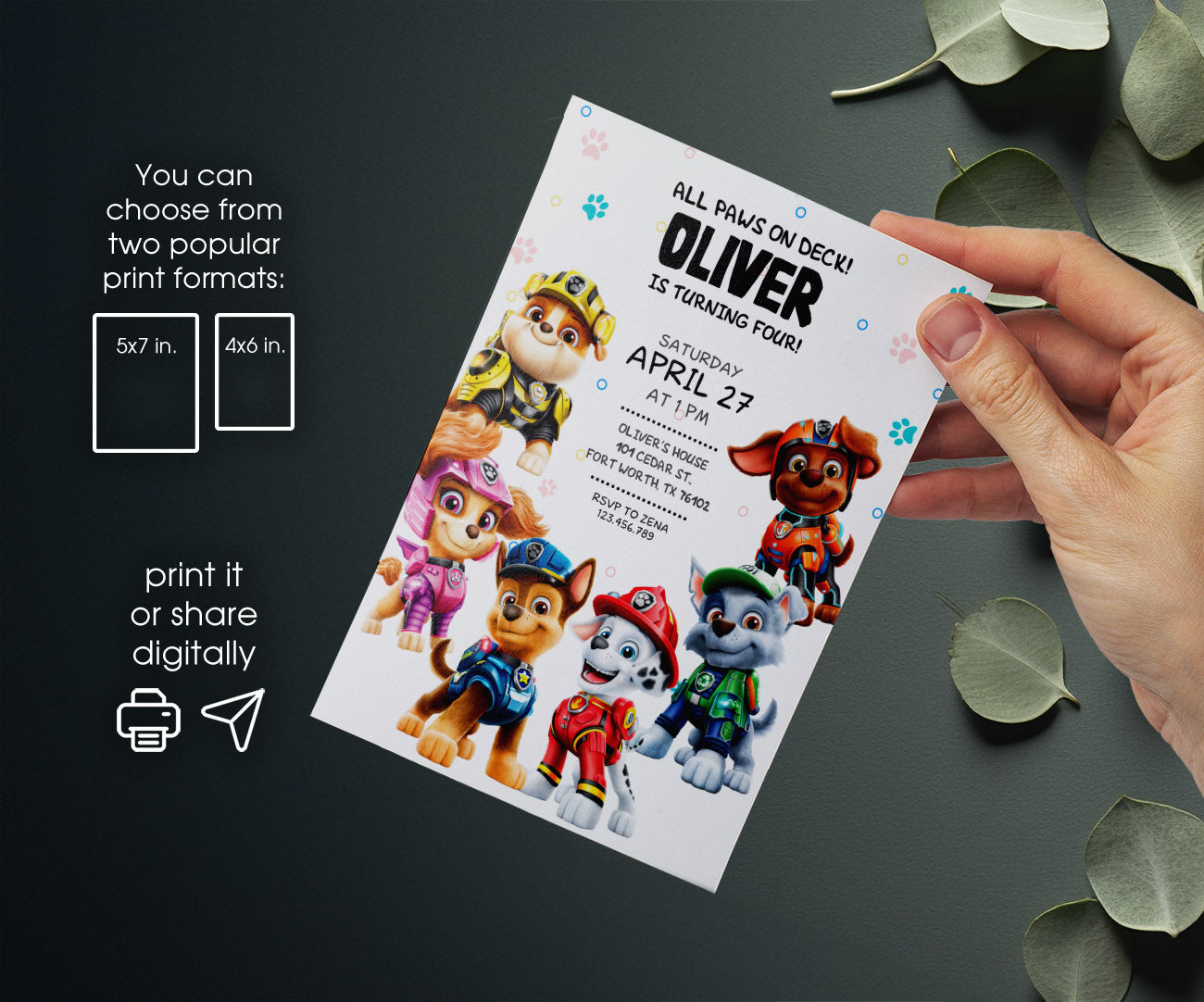 PAW Patrol customizable invitation template | Share or Print | NU668