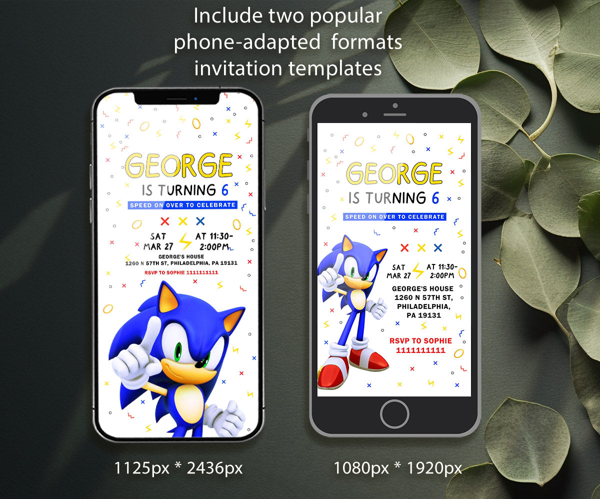 Sonic the Hedgehog customizable invitation template | Share or Print | RH576