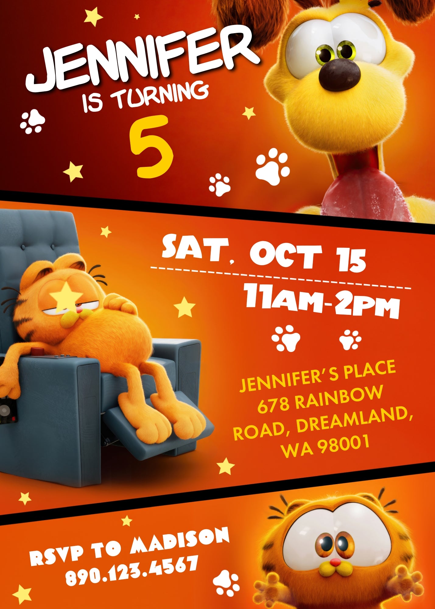 Garfield Orange Cat customizable invitation template | Share or Print | boy | TC094