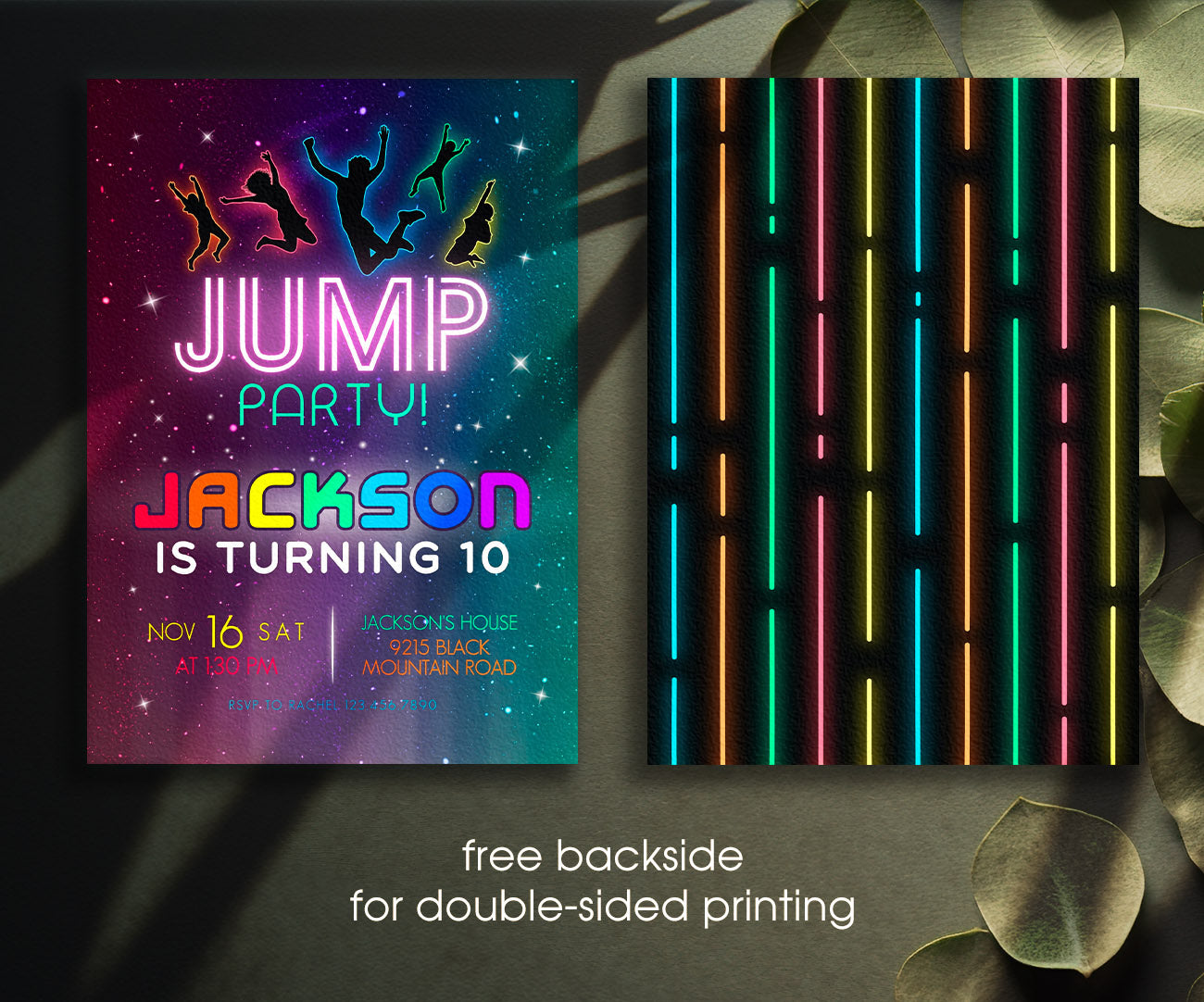 Trampoline Jump Party customizable invitation template | Share or Print | IA188