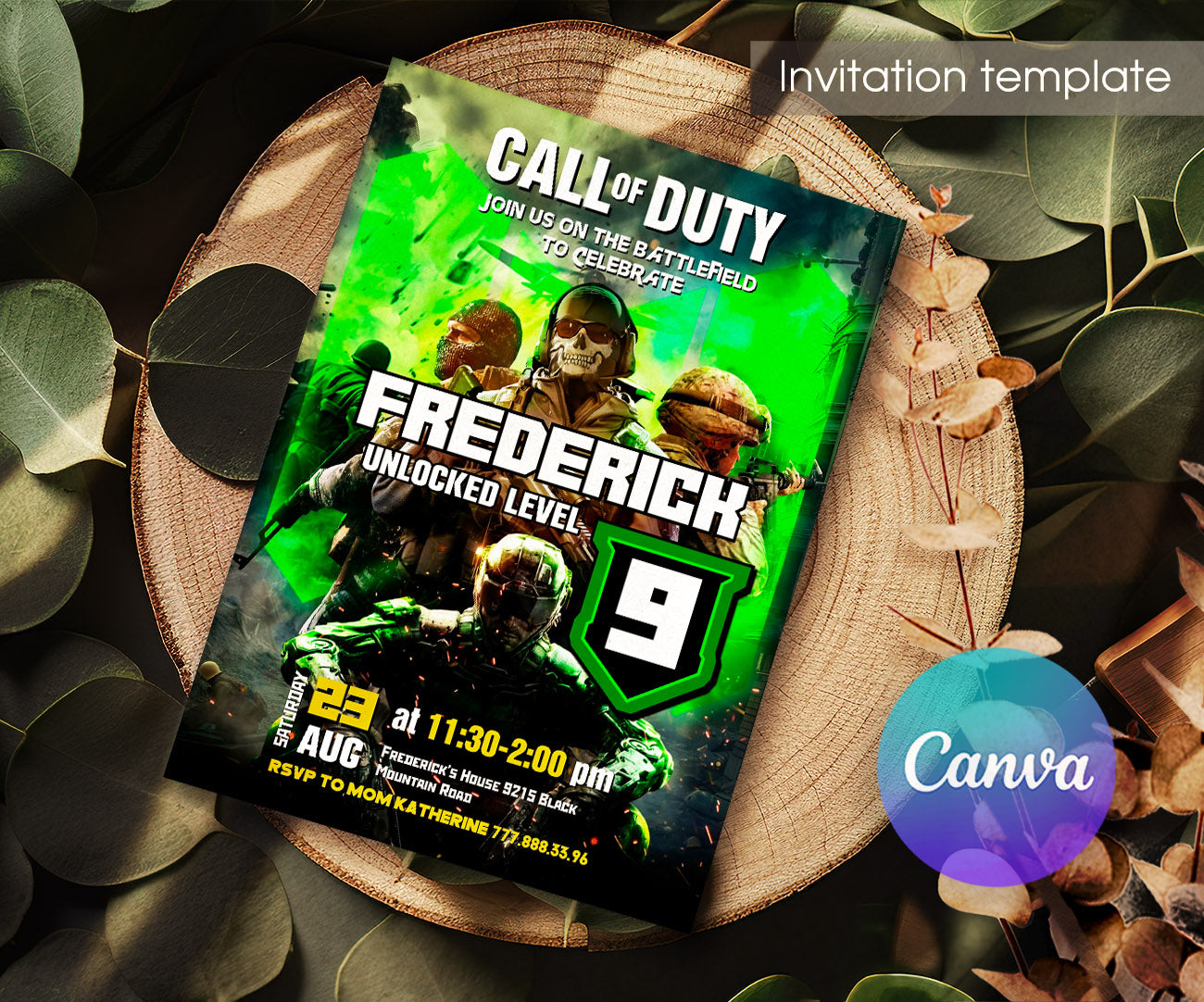 Call of Duty Gamer customizable invitation template | Share or Print | boy | HV810