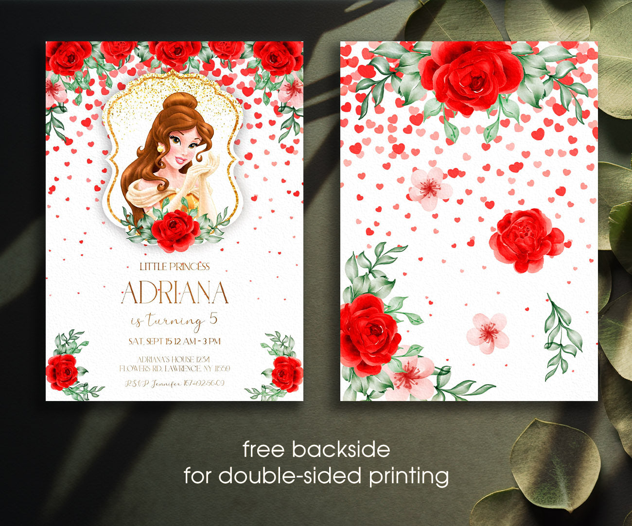 Belle Beauty And The Beast customizable invitation template | Share or Print | girl | PJ247
