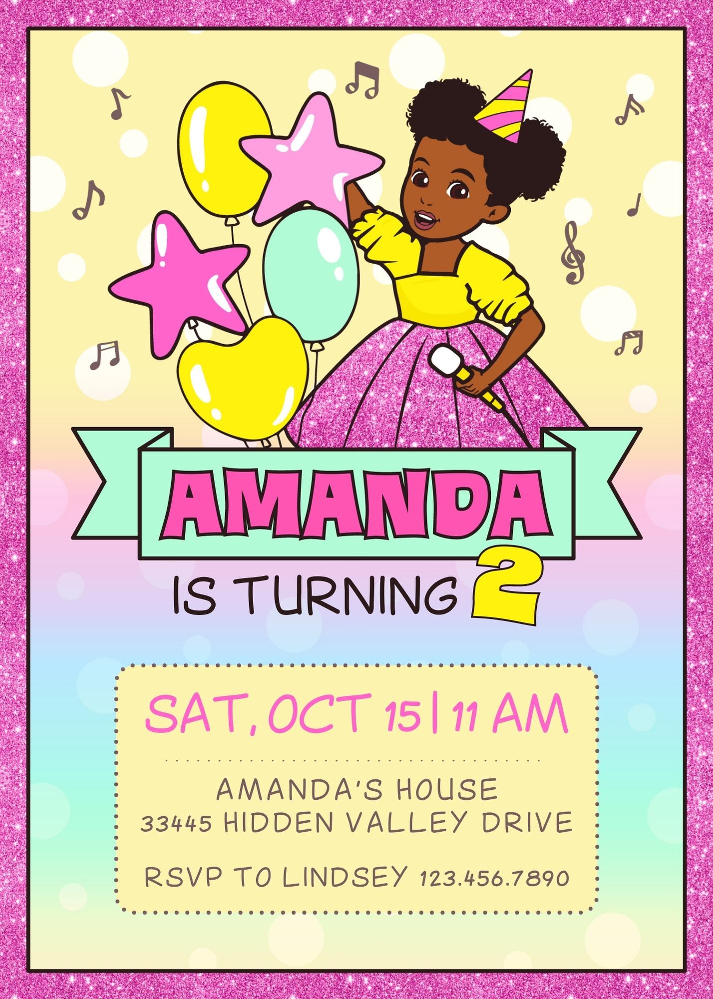 Gracie's Corner Music customizable invitation template | Share or Print | girl | DE431